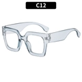 Eleganti occhiali quadrati montatura grande in azzurro trasparente con aste moderne - Montatura Grigia Trasparente Lenti Trasparenti