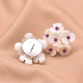 Elegant 925 silver flower stud earrings with white petals and a purple bead center - Purple Shell Flower Style 9