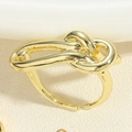Detailed view of the 14K gold plated knot ring with an adjustable open design - Knot Open Ring (JZ0376-1)