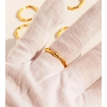 Classic bamboo-style gold stackable ring with delicate beads and wavy texture - US 7 / Gold