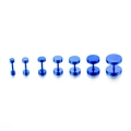 Blue dumbbell style stainless steel earrings set in seven gradient sizes for men and women - 3mm / Blue