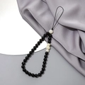 Schicke Handykette aus Onyx und weißer Jade mit minimalistischem Rundperlen-Design - K3403 Schwarz Gestreifter Naturstein + Weißer Jade Bodhi Handykette