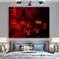 Tapiz de Halloween con calaveras de calabaza para decoración de pared dormitorio - 150x130cm / Calabaza Calavera Halloween (22WSJ003F)