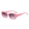 Pink rectangular sunglasses with quilted texture temples and gradient lenses - Jelly Pink Gradient Gray Lens