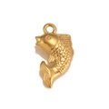 Detailed golden jumping fish pendant with scales and top ring for DIY jewelry - Fish / Gold
