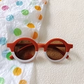 Kids round sunglasses with stylish orange and white contrast frames and brown lenses - Orange White