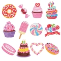 DIY 5D diamond painting stickers set with 12 dessert and birthday party designs for kids - 12Pcs Dessert 1