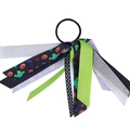 Detail of Halloween hair scrunchie with pumpkin ghost ribbons and silver reflective strips - 4# Green Black Silver Pumpkin Ghost Style