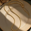 Polished 18K gold plated bead chain necklace with lobster clasp and extension link - Ball Chain