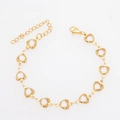 Gold plated titanium steel bracelet with heart shaped clear glass stones and lobster clasp - Bracelet 17+5cm / Gold + Transparent