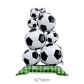 Standing black and white soccer foil balloon column with green grass base, size 56x98cm - Standing Soccer Stack