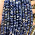 Blue and white mottled natural sodalite flat round beads for DIY jewelry making - 5*8mm 1 Strand (Approx 70pcs) / Blue Vein Stone