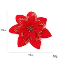 Dreilagige rote künstliche Weihnachtsblume mit goldenem Glitzer für den Weihnachtsbaumschmuck - Rot