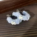 2411182d Blue Plush Bow Earrings