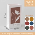 Minimalistische weiße Papiertüte mit Blumendruck und Verschlussaufklebern 27x15x9,7cm - 6 Stück Stil A - Qiansong (Inklusive 6 Aufkleber)
