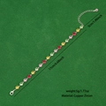 Colorful zircon crystal candy bracelet with adjustable silver copper chain and lobster clasp - 5# Round Gemstone Style