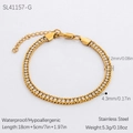 Bracciale in acciaio inossidabile dorato 18K con zirconi e specifiche di misura - Catena di zirconi / Oro (SL41157-G)