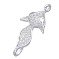 Silver-colored fox connector pendant with cubic zirconia for jewelry making DIY projects - Silver Fox Head Micro-Pave (L0192-C)