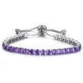 Bracciale in argento con zirconi viola da 3mm e chiusura a scorrimento regolabile - Zircone Viola - Argento