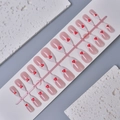 French tip press-on nails with red heart patterns and nude base, 24 pieces set - French Red Heart Style (WY-064) / Multi-piece Box Set