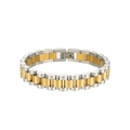 Detailansicht eines zweifarbigen Gliederarmbands in Gold und Silber im Uhrendesign - 16.5cm