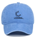 Vintage washed light blue baseball cap with black LOADING embroidery in a street style - Adjustable / Light Blue