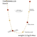 Long beaded necklace with red glass stones and clover charms in gold-toned stainless steel - 92+5cm / A Style Red Long Necklace