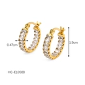 18K gold hoop earrings with baguette-cut zircons measuring 1.9cm in height - Baguette Zirconia Hoop Earrings (HC-E10588)