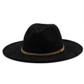 Classic black faux suede cowboy hat with tan braided band on a white background - M(56-58cm) / Black (JXF-441246)