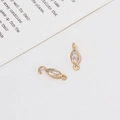 Connettore in rame placcato oro con zircone marquise per creazione gioielli DIY - 12# Marquise Doppio Occhiello (4*12mm)