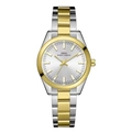 Classic two-tone steel watch with silver dial and golden markers for women - Two-tone White Dial