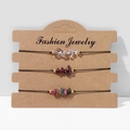 Three-piece handmade woven rope bracelet set featuring irregular natural crystal stones - FK0050 Colorful Ore Crushed Stone Set
