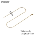 Close-up of a 38+5cm golden chain necklace showing lobster clasp and extender details - LX00006D (Simple Thin Chain)