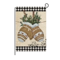 Christmas garden flag with winter knit gloves pattern and red berries on burlap - 30*45cm / Mittens Holly (HYQ030-18)