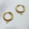 Minimalist golden titanium steel hoop earrings with hanging loop on white silk background - 2.5*10mm Welded Hoop (Single Piece) / Gold