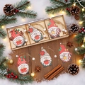Set da 6 gnomi natalizi in legno con cappelli rossi e bianchi in confezione regalo - Ciondoli in legno di gnomo per feste
