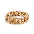 Goldenes Gliederkettenarmband mit Punk-Totenkopf-Relief auf dem Verschluss - Gold / 22cm