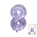 Purple number 8 foil balloon with metallic finish and retail packaging display - 40-inch Jelly Purple 8 With Paper Card