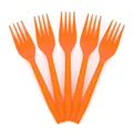 Five orange plastic party forks with non-slip diamond texture for Halloween events - Orange Plastic Forks (24 Pcs)