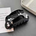Elegant black cloud-shaped hair claw clip with pearls for thick hair styling - Small-9.6cm / Black