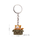 3D cartoon orange tabby cat in a box keychain with silver metal ring and chain - Keychain / Take Me Away Orange Cat