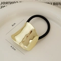 Minimalist elastic hair tie with golden irregular wavy metal plate in 4cm size - Gold Cloud Irregular