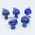 Mini mushroom pendants crafted from blue lapis lazuli with silver metal bails - Lapis Lazuli