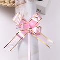 Pink satin gift bow with parallel gold stripes for holiday gift wrapping decoration - Light Pink Gold Edge