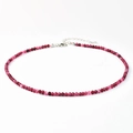 Pink crystal beaded necklace with 2-3mm tourmaline stones and silver lobster clasp finish - Garnet
