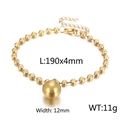 Bracciale a sfere in acciaio inossidabile dorato 18K con ciondolo a sfera da 12mm - Bracciale Oro 12mm