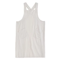Minimalist white washed linen garden apron with cross-back straps and double pockets - Beige