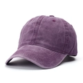 Close-up of vintage washed purple cotton baseball cap with durable six-panel construction - Adjustable / Purple