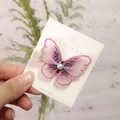 Pink embroidered butterfly hair clip with pearl detail on display card accessory - Purple Embroidered Butterfly