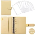Macaron yellow PU leather A6 binder with 12 zipper pockets and card slots - Macaron Yellow Set